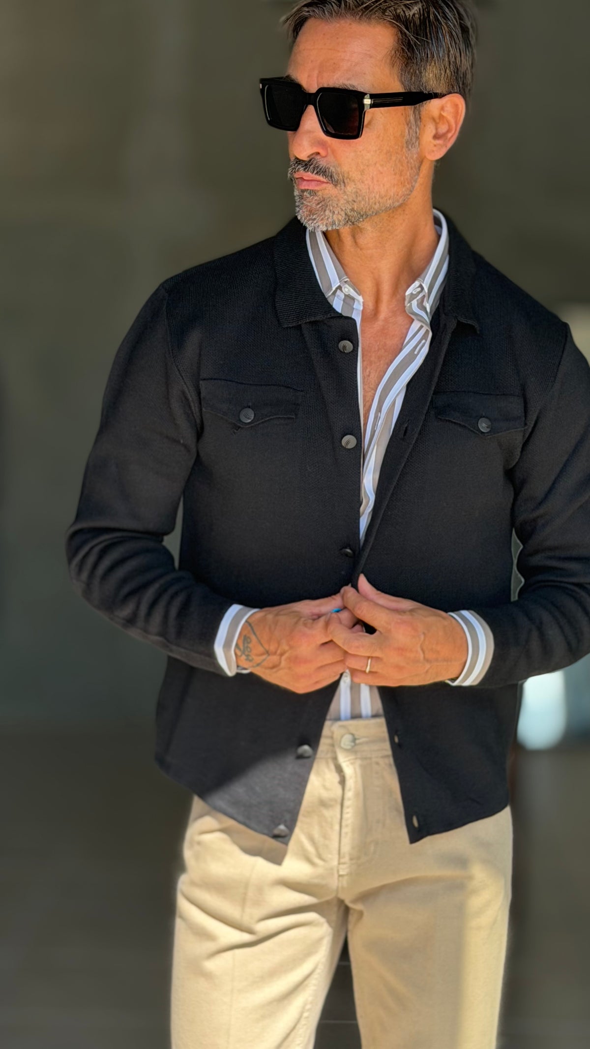 CARDIGAN  POLO NERO BOTTONE COPERTO