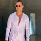 CAMICIA COREANA ROSA GOFFRATA COTONE  EFFETTO LINO