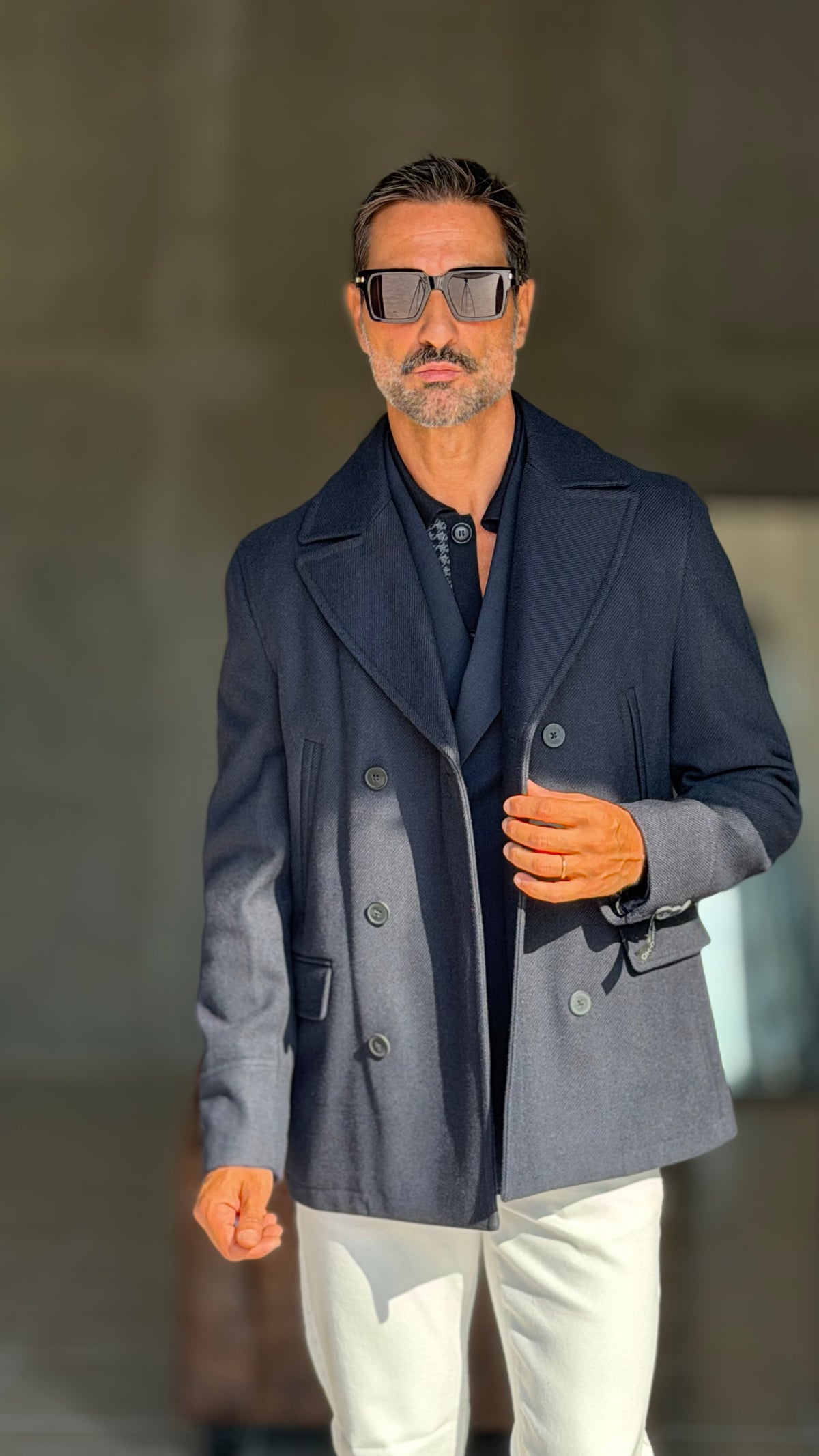 BLUE HIGH NECK COAT