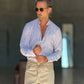 CAMICIA COREANA RIGA MULTICOLOR  BEIGE MISTO LINO
