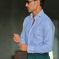 CAMICIA  DEPOT BACCHETTA BIANCA E CELSTE TESSUTO OPERATO