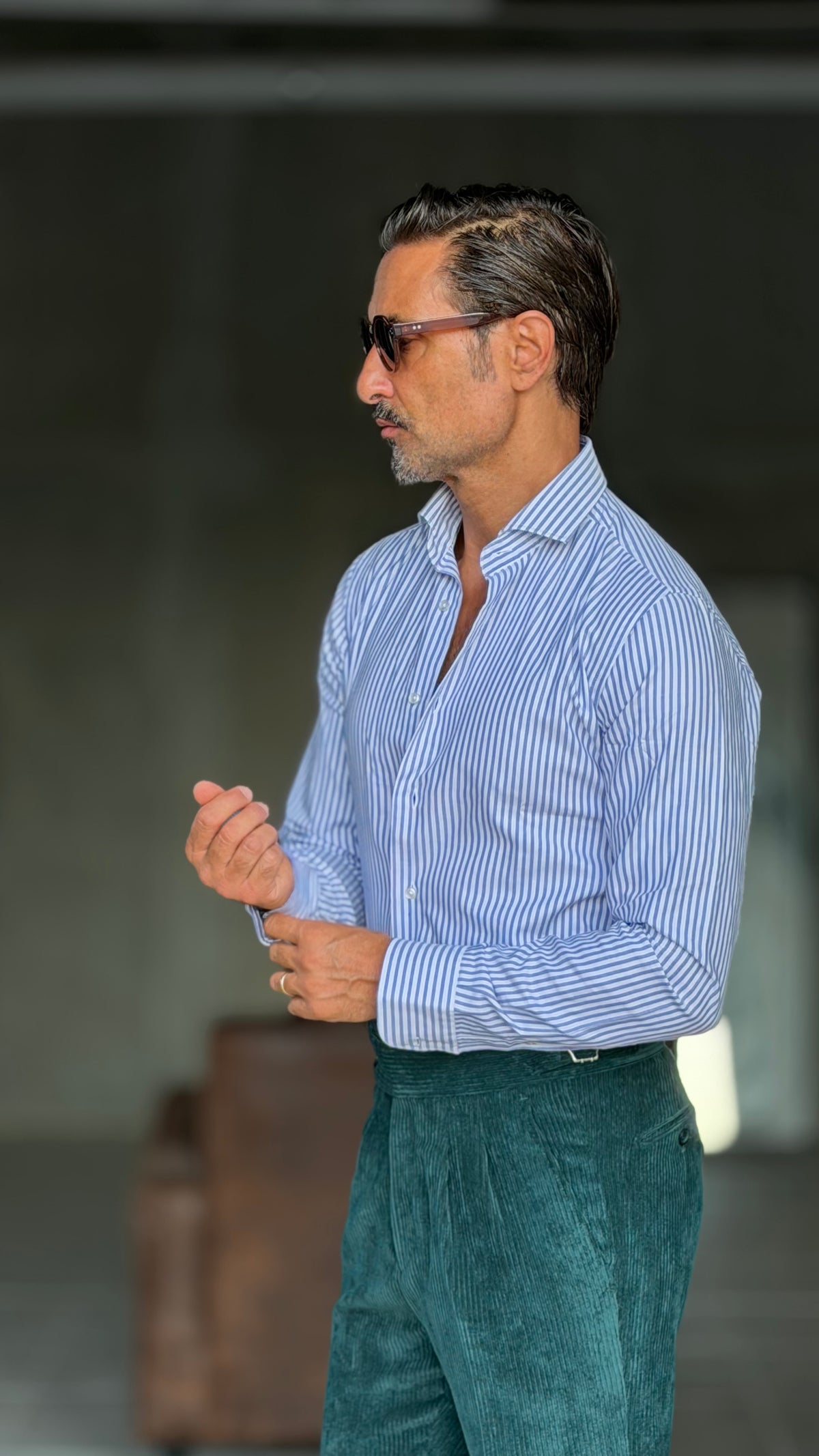 CAMICIA  DEPOT BACCHETTA BIANCA E CELSTE TESSUTO OPERATO