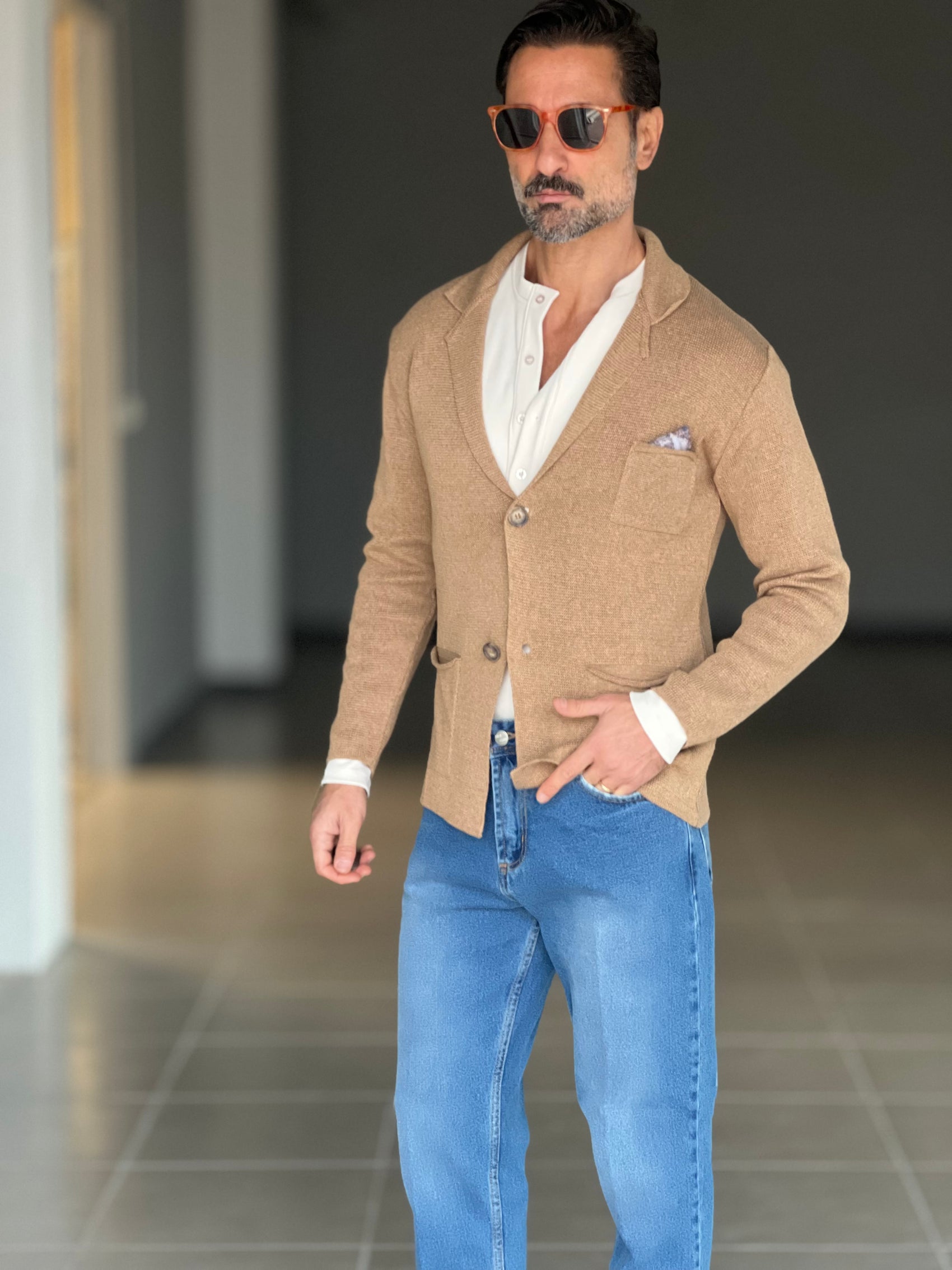 CARDIGAN GIACCA CAMMELLO  COTONE