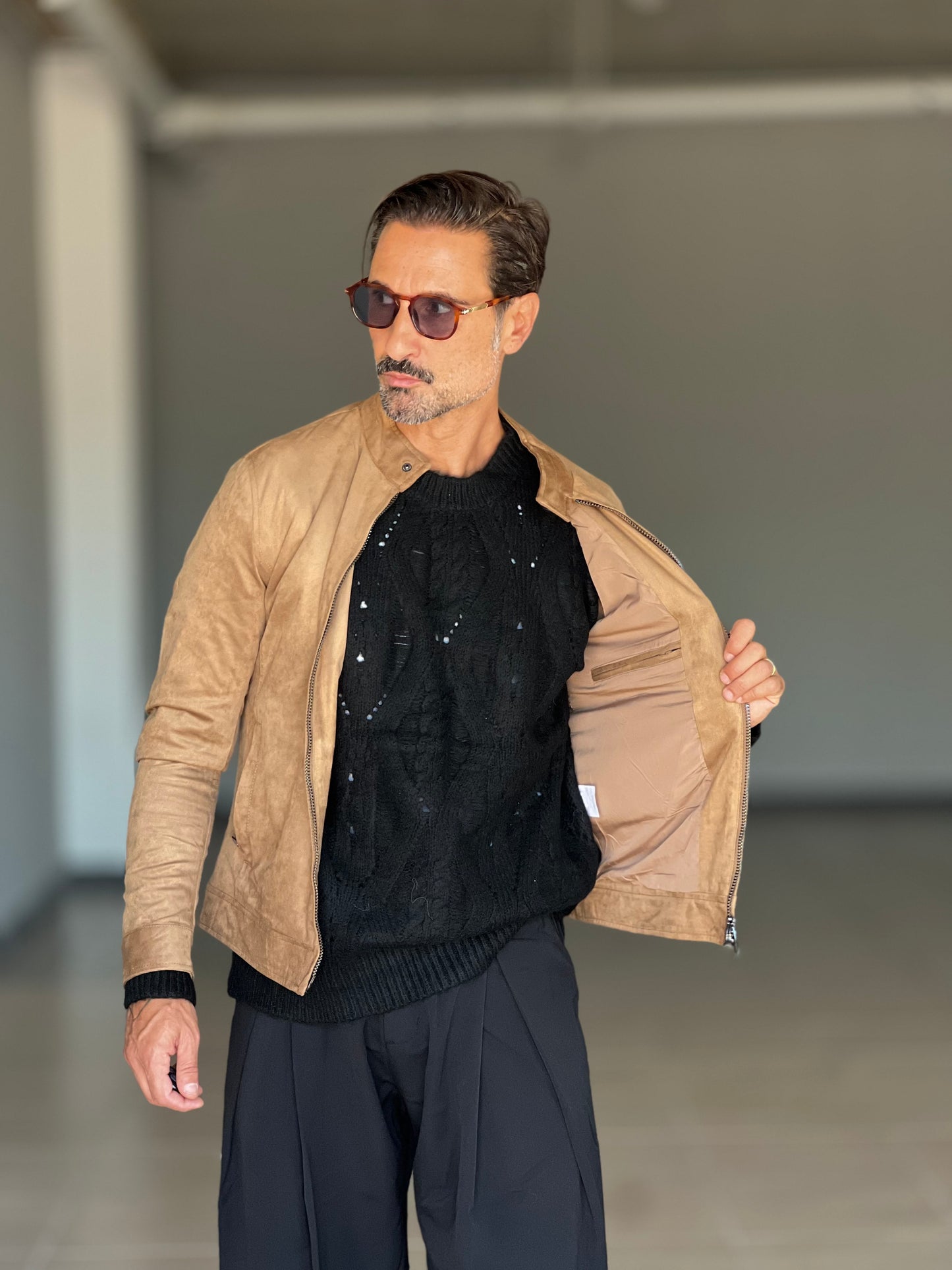 BOMBER ECOSUED MIELE  DOPPIA ZIP