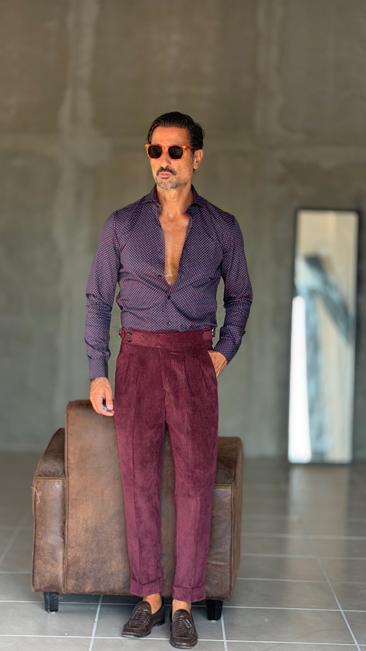 CAMICIA  DEPOT PRUGNA MICROFANTASIA DOPPIORITORTO