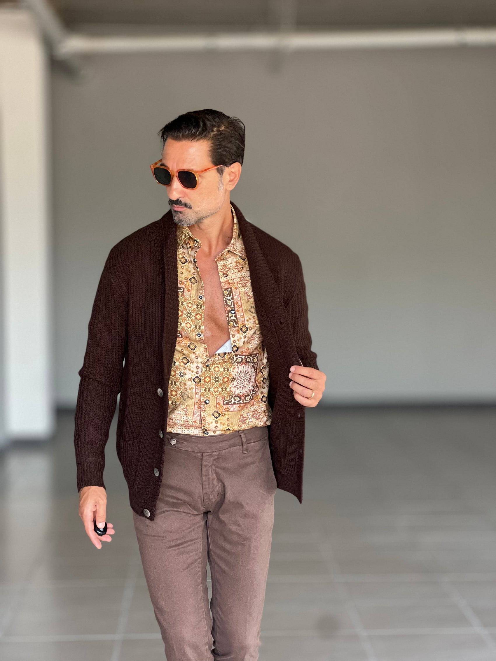 *CAMICIA KOON STAMPA FONDO CAMMELLO