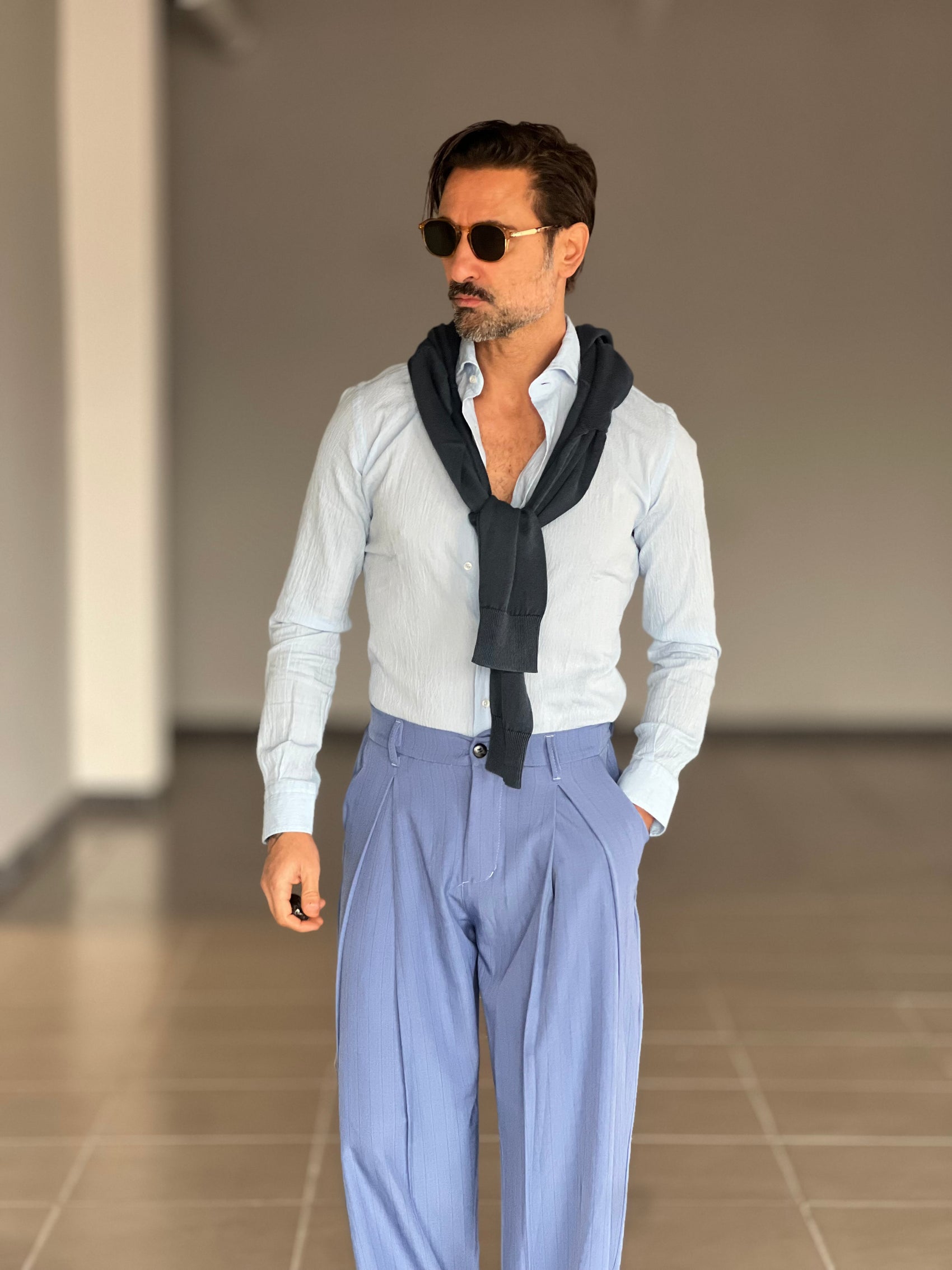 CAMICIA DEPOT CELESTE CLO CLO COTONE DOPPIO RITORTO 007