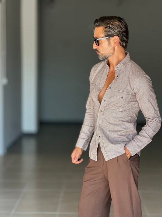 CAMICIA  DEPOT TEXANA MICROFANTASIA MORO