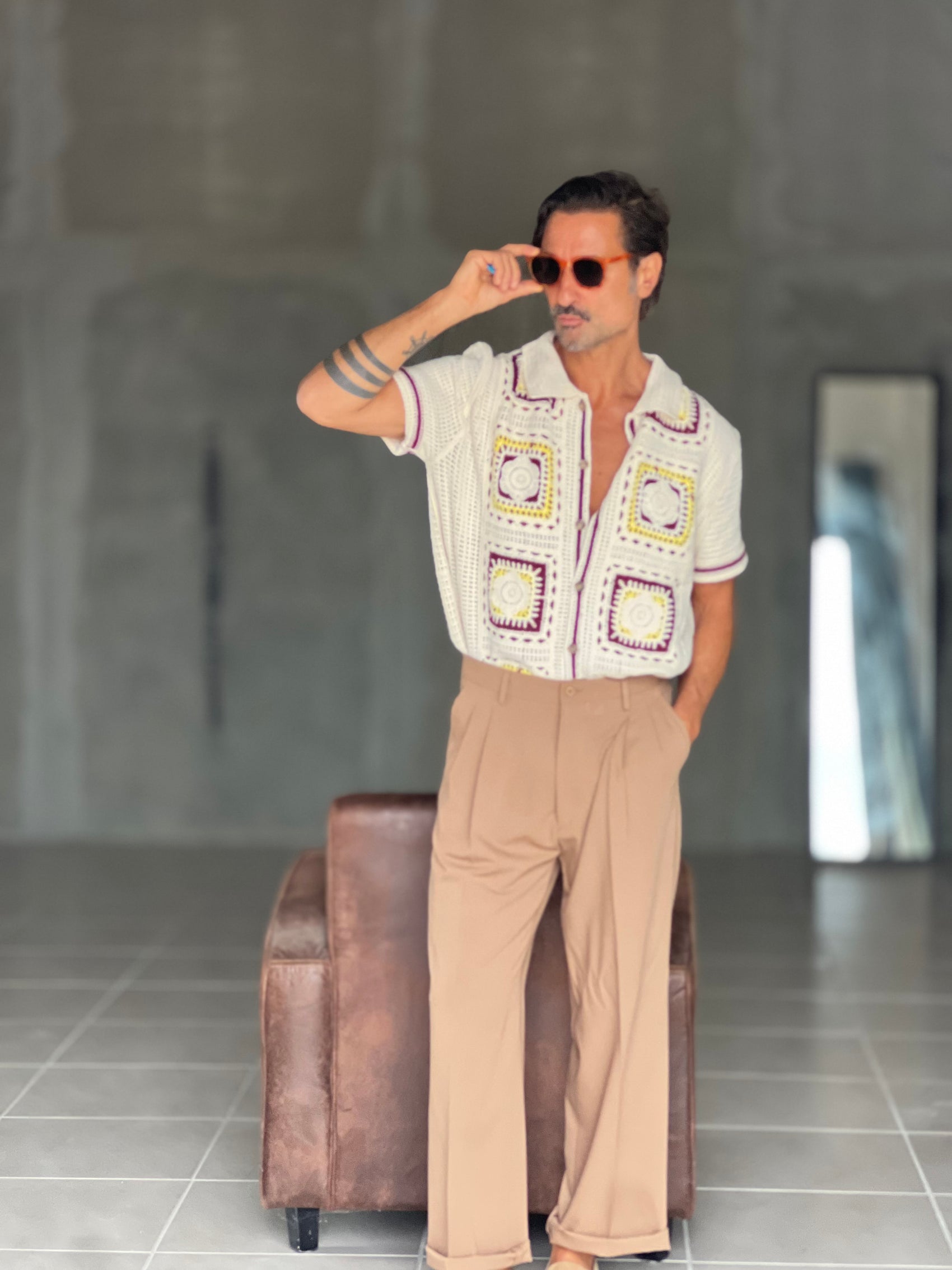 WHITE VISCOSE TROUSERS WITH REGULAR BOTTOM