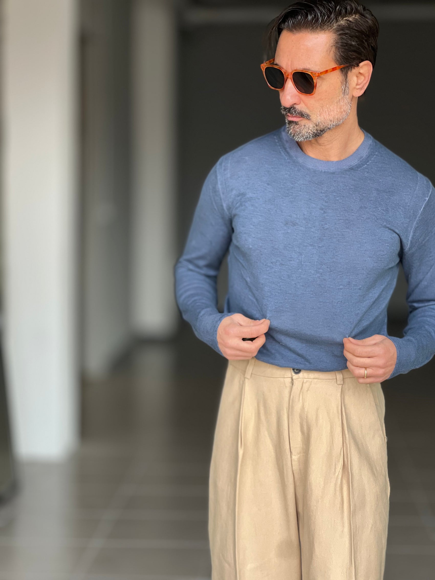 MAGLIA BLU COTONE TINTO  FREDDO