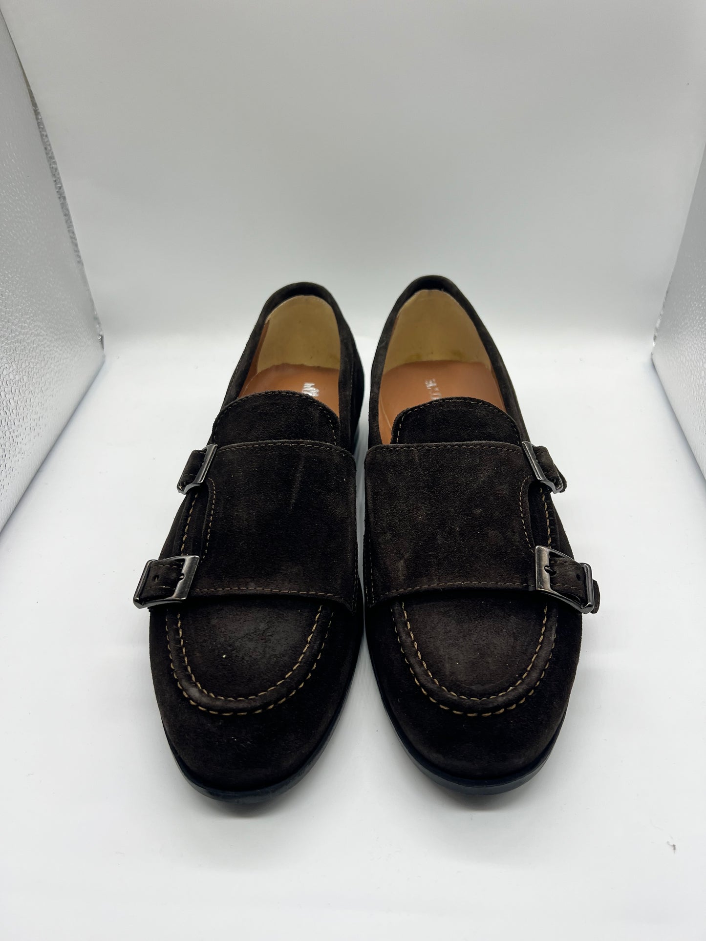 MOCASSINO CAMOSCIO MORO  DOPPIAFIBBIA FONDO GOMMA