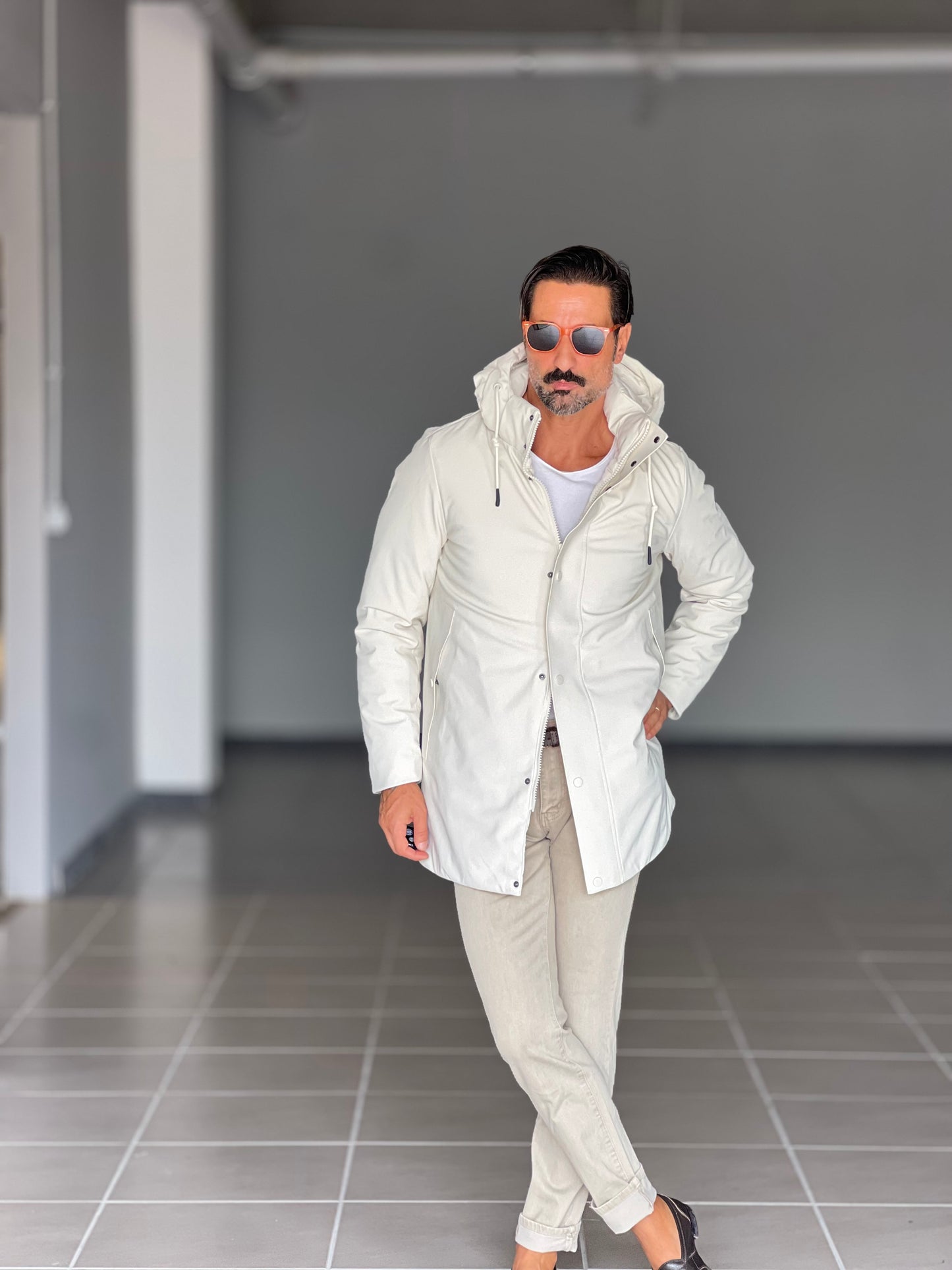 PARKA BL11 PANNA TESSUTO TECNICO