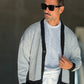 CARDIGAN   GRIGIO NERO SPIGATO CROP  FIT  PESANTE