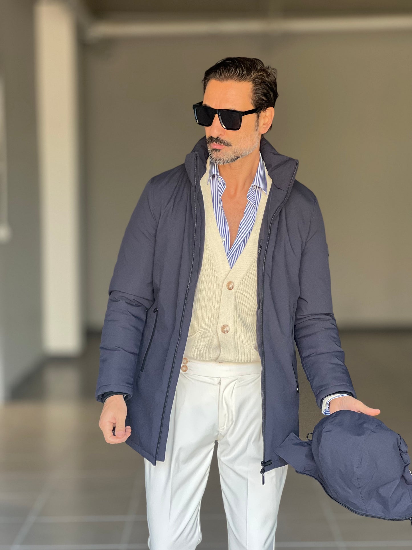 PARKA HAPPER  BLU TESSUTO TECNICO ZIP TERMOSALDATE