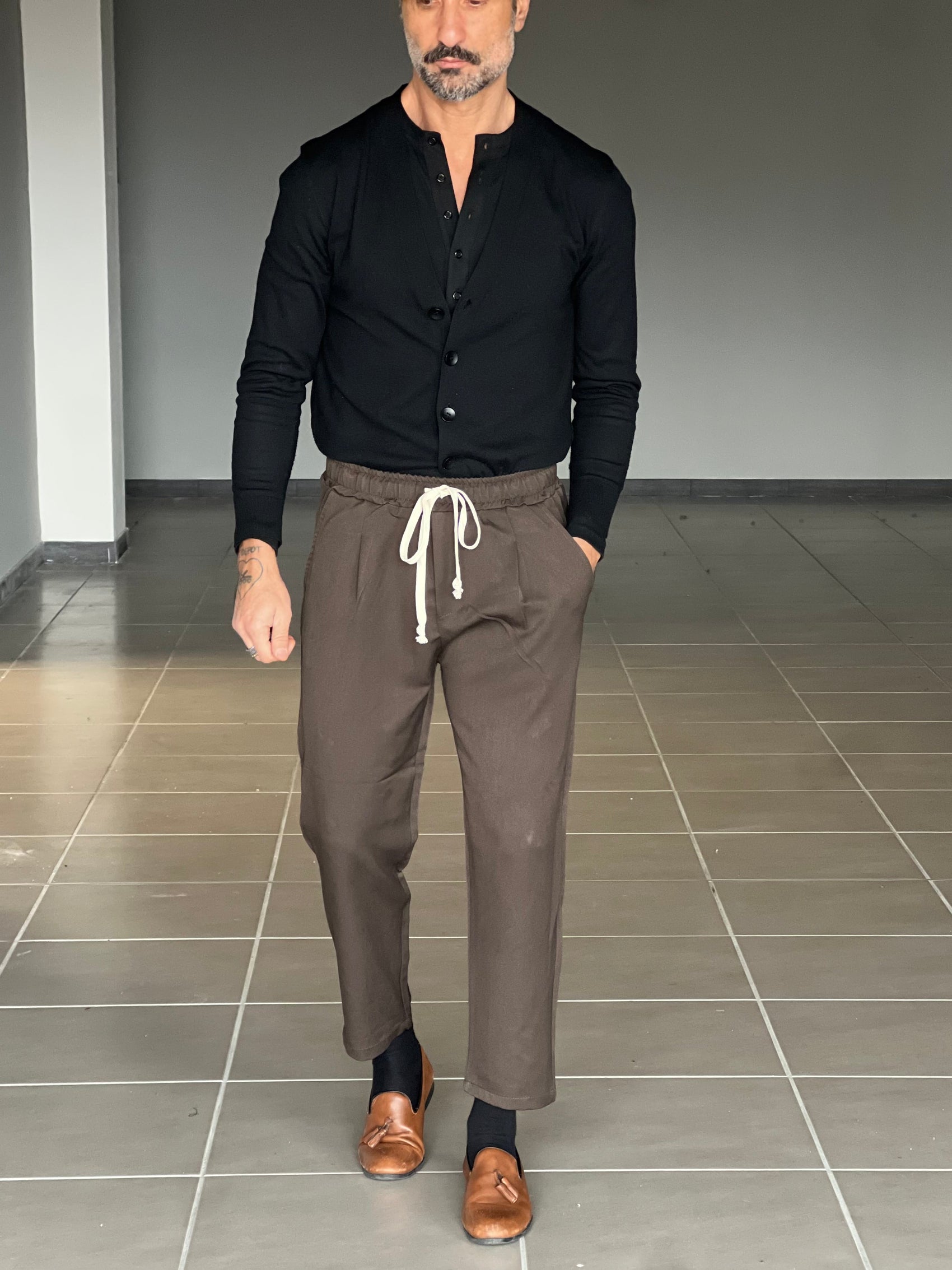 PANTALACCIO COLOR MORO LACCIO A CONTRASTO   VISCOSA E MISTI