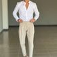 PANTALONE BEIGE VITA ALTA PINCES VISCOSA