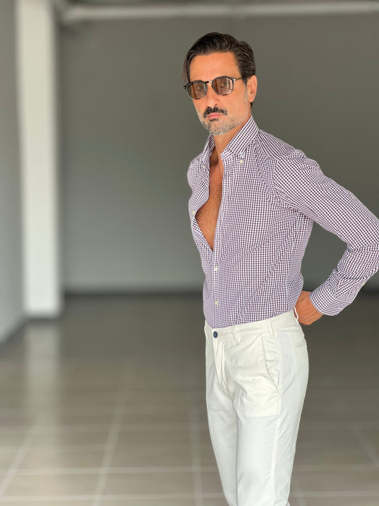 CAMICIA  DEPOT QUADRETTO BIANCO E MORO
