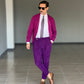 PANTALONE VELLUTO  VIOLA  PINCES VITA ALTA