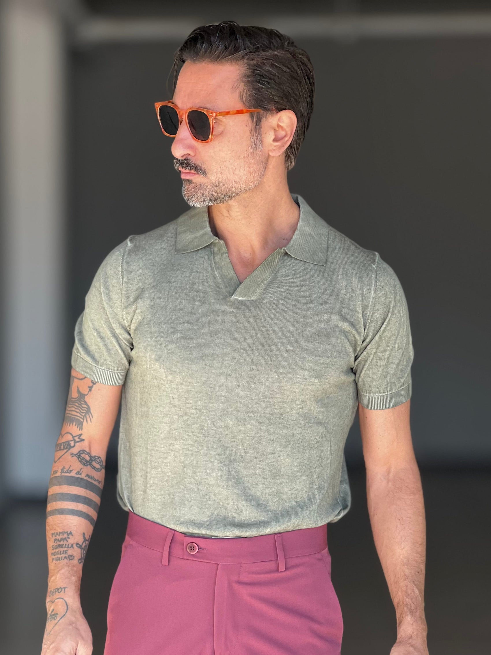 POLO XAGON VERDE DELAVE' COTONE