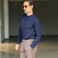 BLUE THREAD COTTON CREW NECK SWEATER