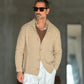 CARDIGAN  POLO BEIGE  LAVORAZIONE CESTINO