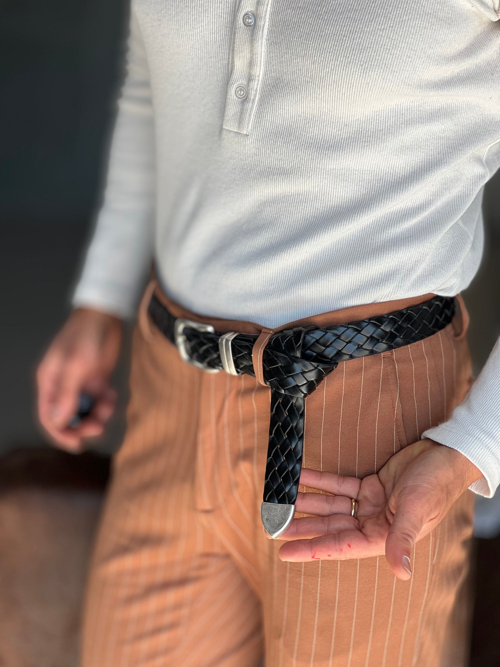 WHITE VISCOSE TROUSERS WITH REGULAR BOTTOM