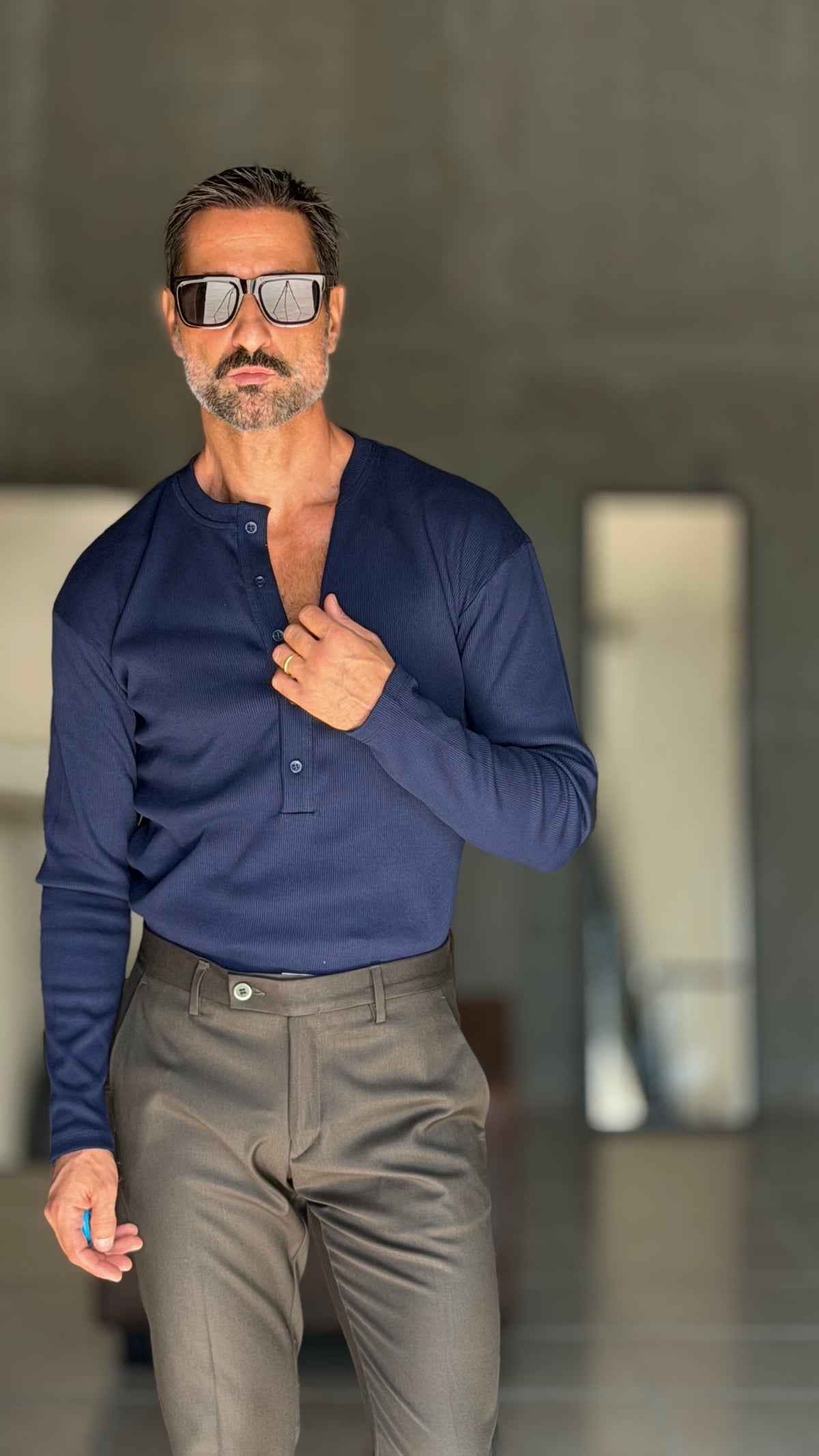 MAGLIA SERAFINO  BLU  DERBY COSTINA 337