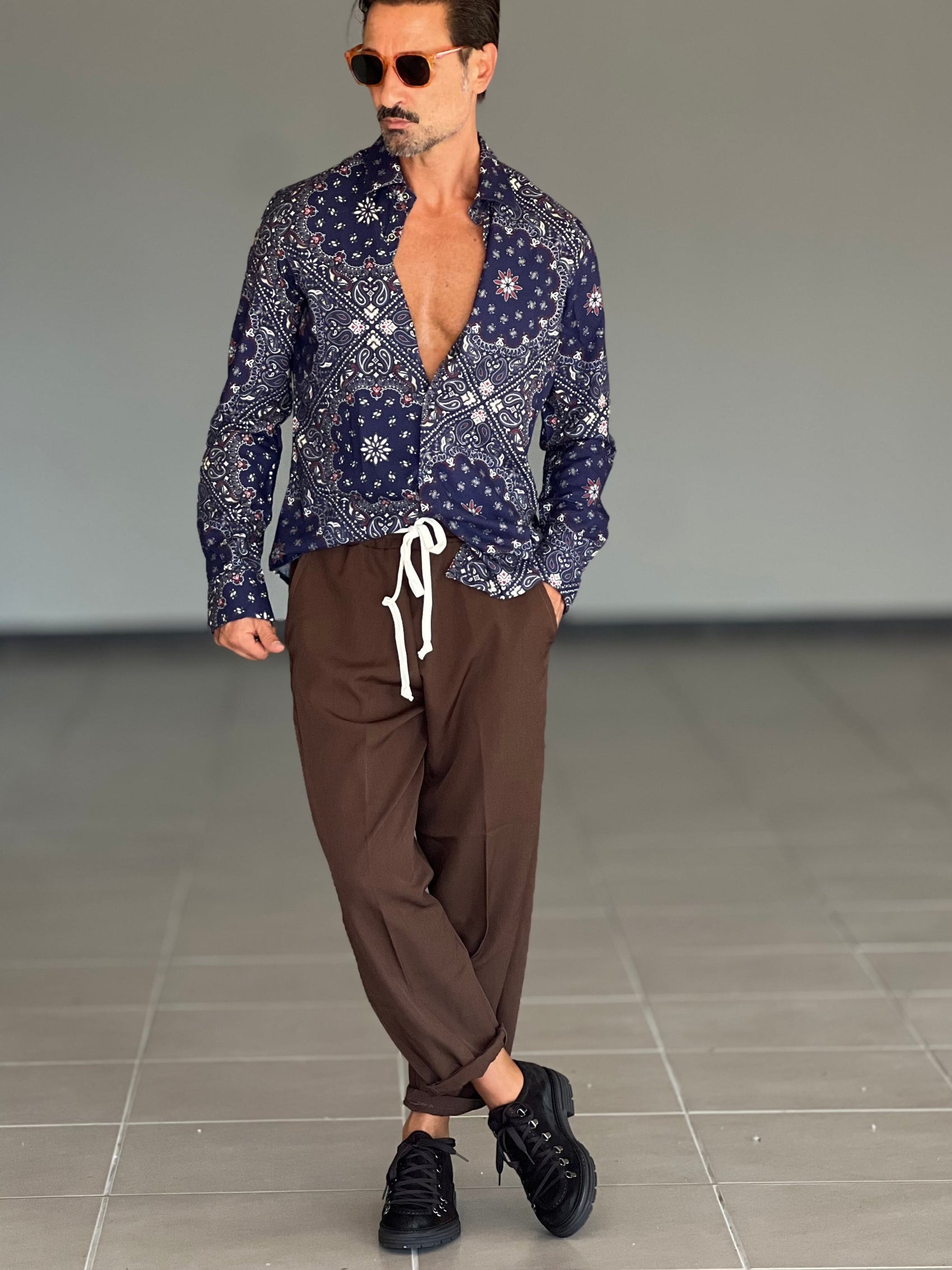 CAMICIA KOON STAMPA FONDO BLU