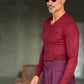 PULLOVER  COLOR VINO  SCOLLO V VISCOSA E MISTI