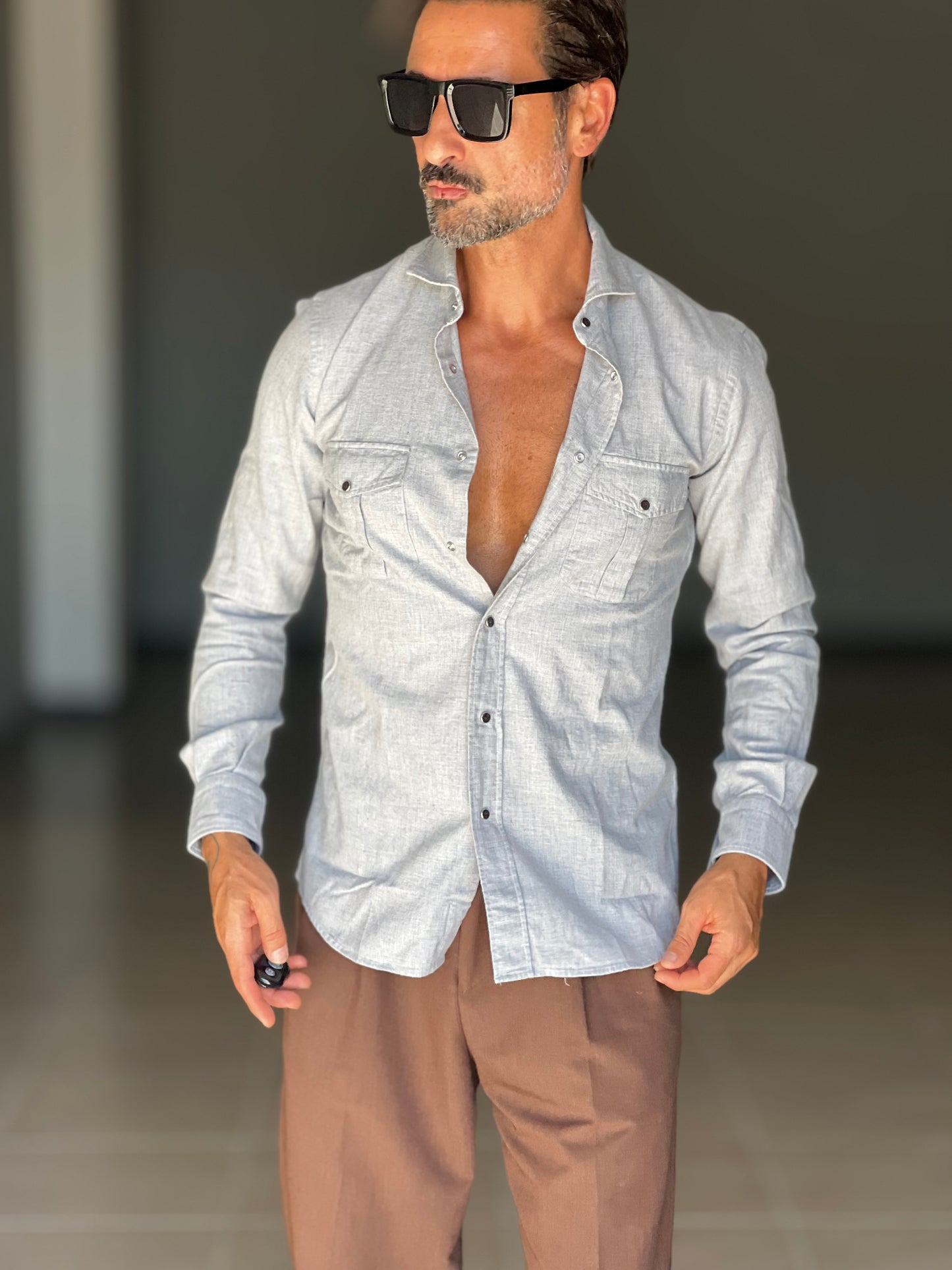 CAMICIA  DEPOT TEXANA MICROFANTASIA GRIGIA