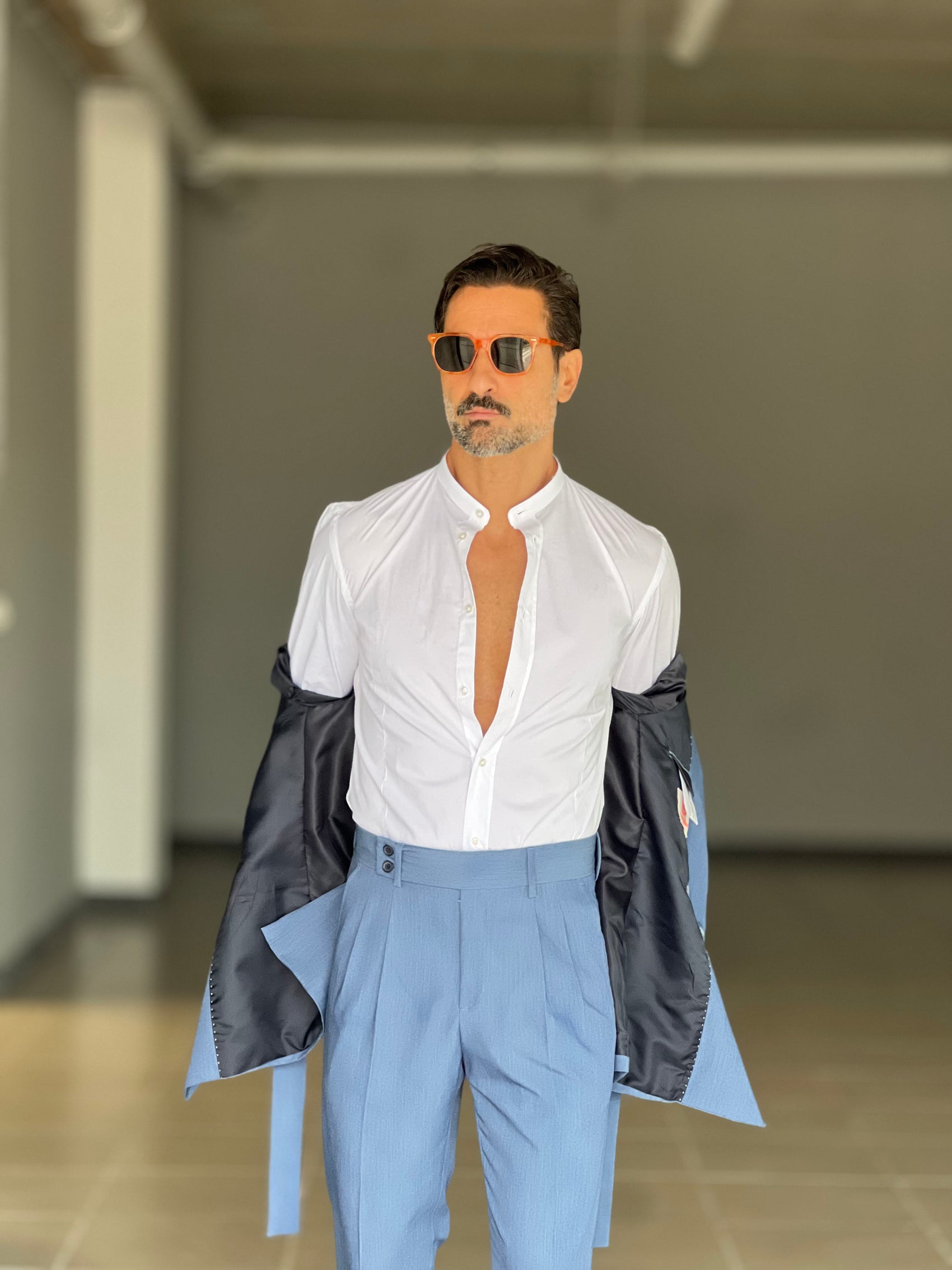 CAMICIA BIANCA COREANA   POPELINE DI COTONE STRECH