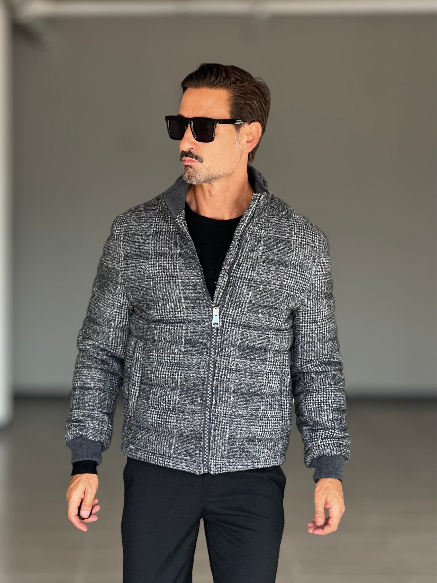 PIUMINO TARTAN GRIGIO SCURO  LANA E MISTI PANNO XAGON