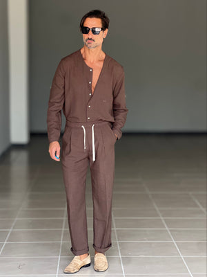 °COORDINATO MORO  CAMICIA E PANTALACCIO EFFETTO LINO. 00201