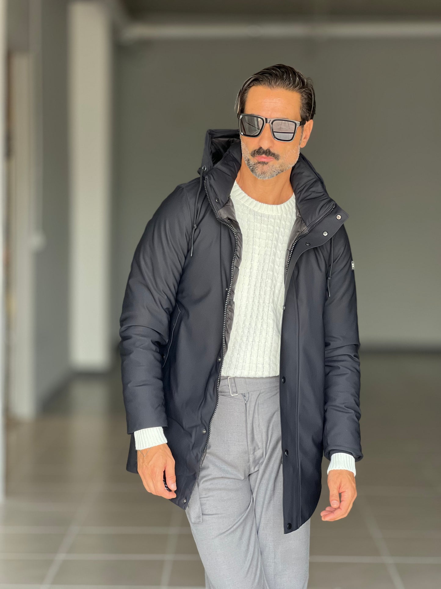 PARKA BL11 NERO TESSUTO TECNICO