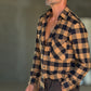 CAMICIA  FLANELLA QUADRO NERO E CARAMELLO 346