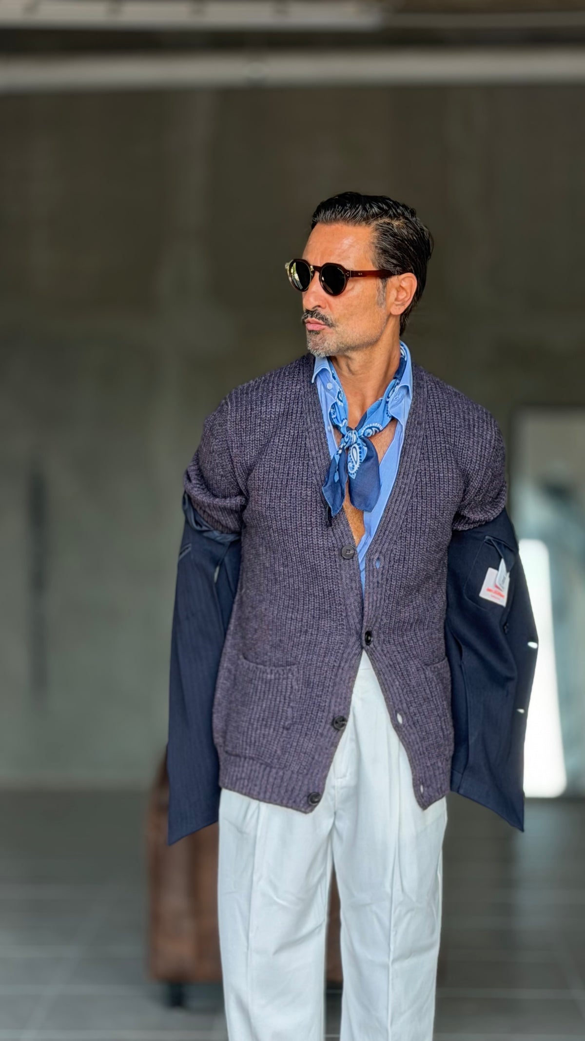 CARDIGAN GLICINE LANA ALPACA VISCOSA MAGLIA INGLESE ALTATENSIONE