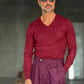PANTALONE  PRUGNA PINCES VISCOSA  FONDO AMPIO  EFFETTO FLANELLA BATTUTA