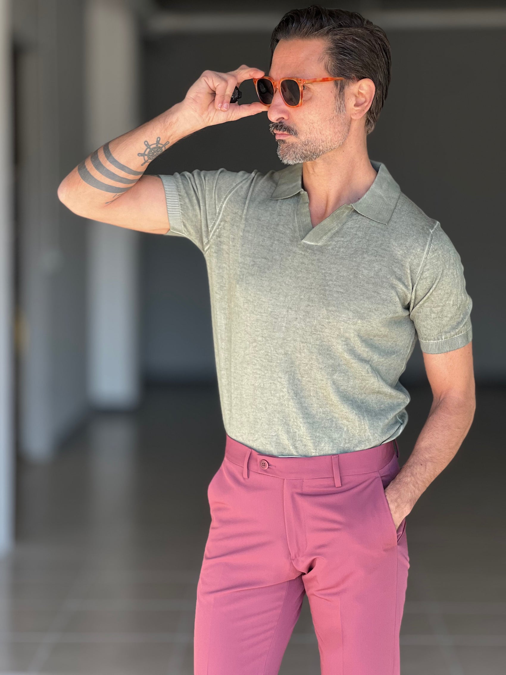 POLO XAGON VERDE DELAVE' COTONE