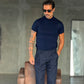 PANTALONE  BLU  DOPPIAPINCES VISCOSA E MISTI
