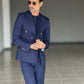 ABITO  BLU FIAMMATO DOPPIOPETTO BOTTONE METALLO