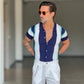 POLO CARDIGAN  MULTIRIGA BLU COLLO AMERICANO 00125