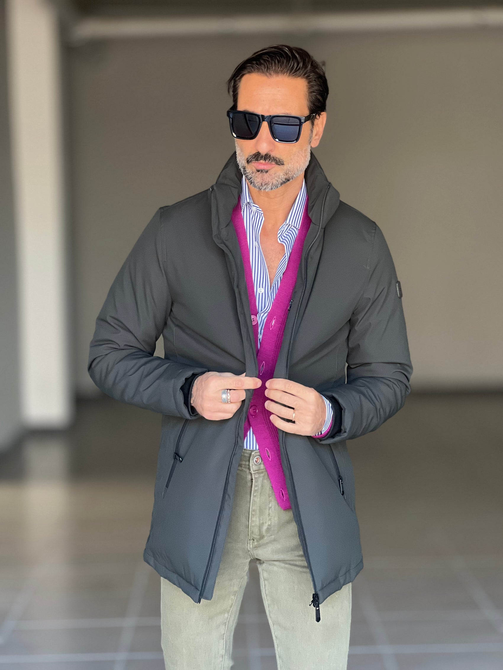 *PARKA HAPPER  VERDE TESSUTO TECNICO ZIP TERMOSALDATE