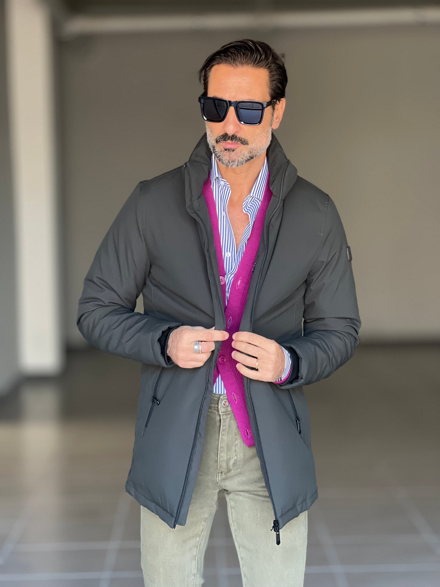 PARKA HAPPER  VERDE TESSUTO TECNICO ZIP TERMOSALDATE