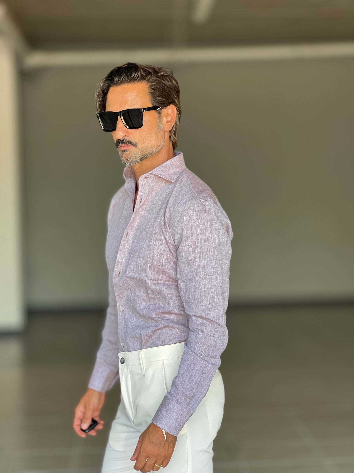 CAMICIA  TABACCO  CHIARO  100%LINO