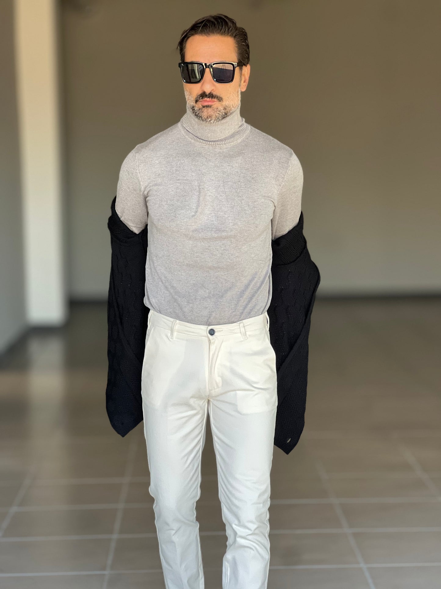 COLLO ALTO  GRIGIO RASATO 2 FILI