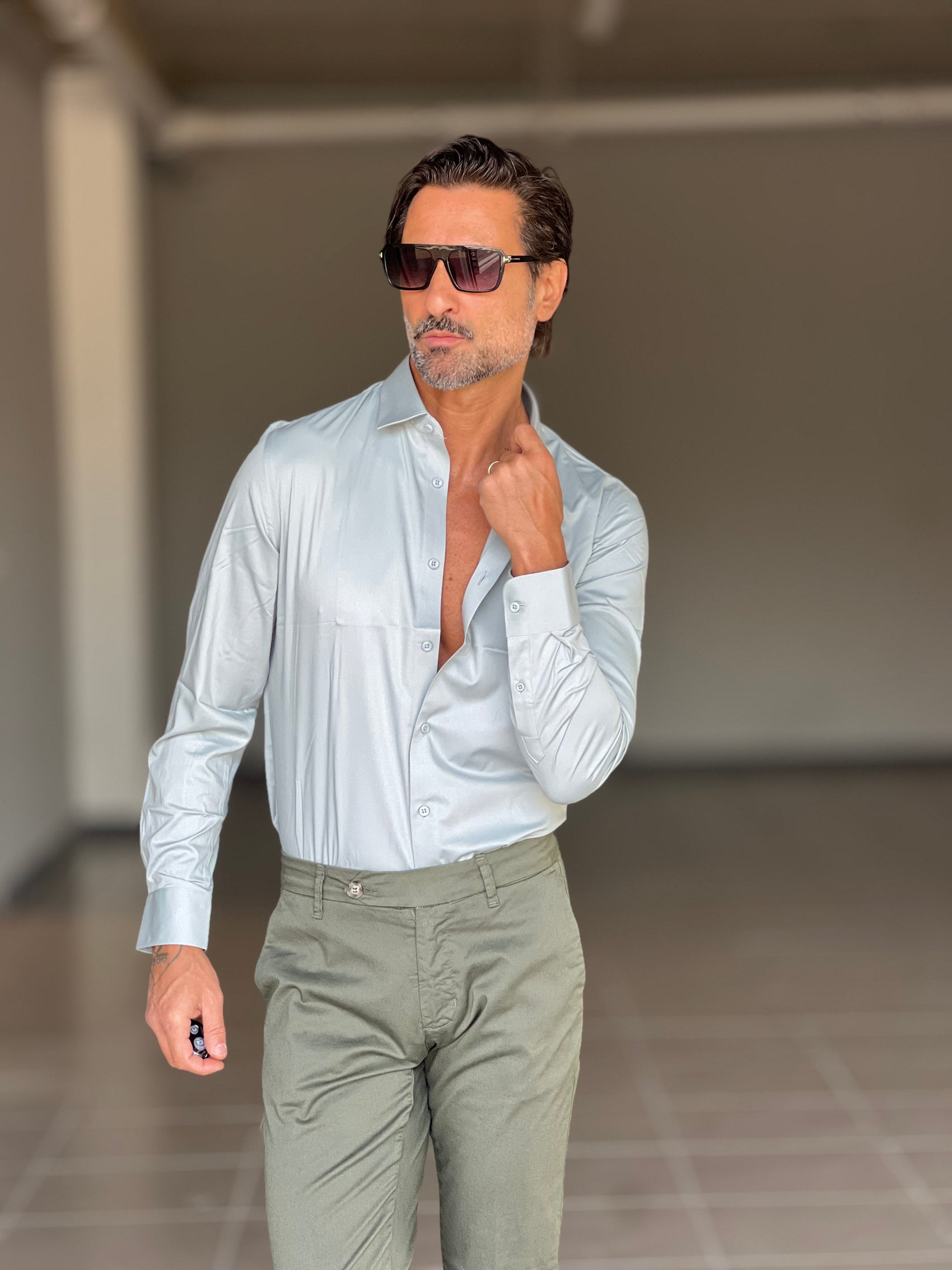 CAMICIA SALVIA  EFFETTO MAGLINA TELAMIRA