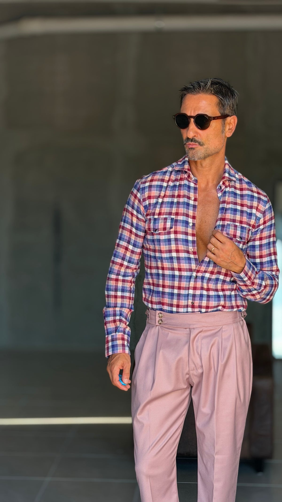 CAMICIA DEPOT  TARTAN  BLU ROSA E PANNA  TEXANA