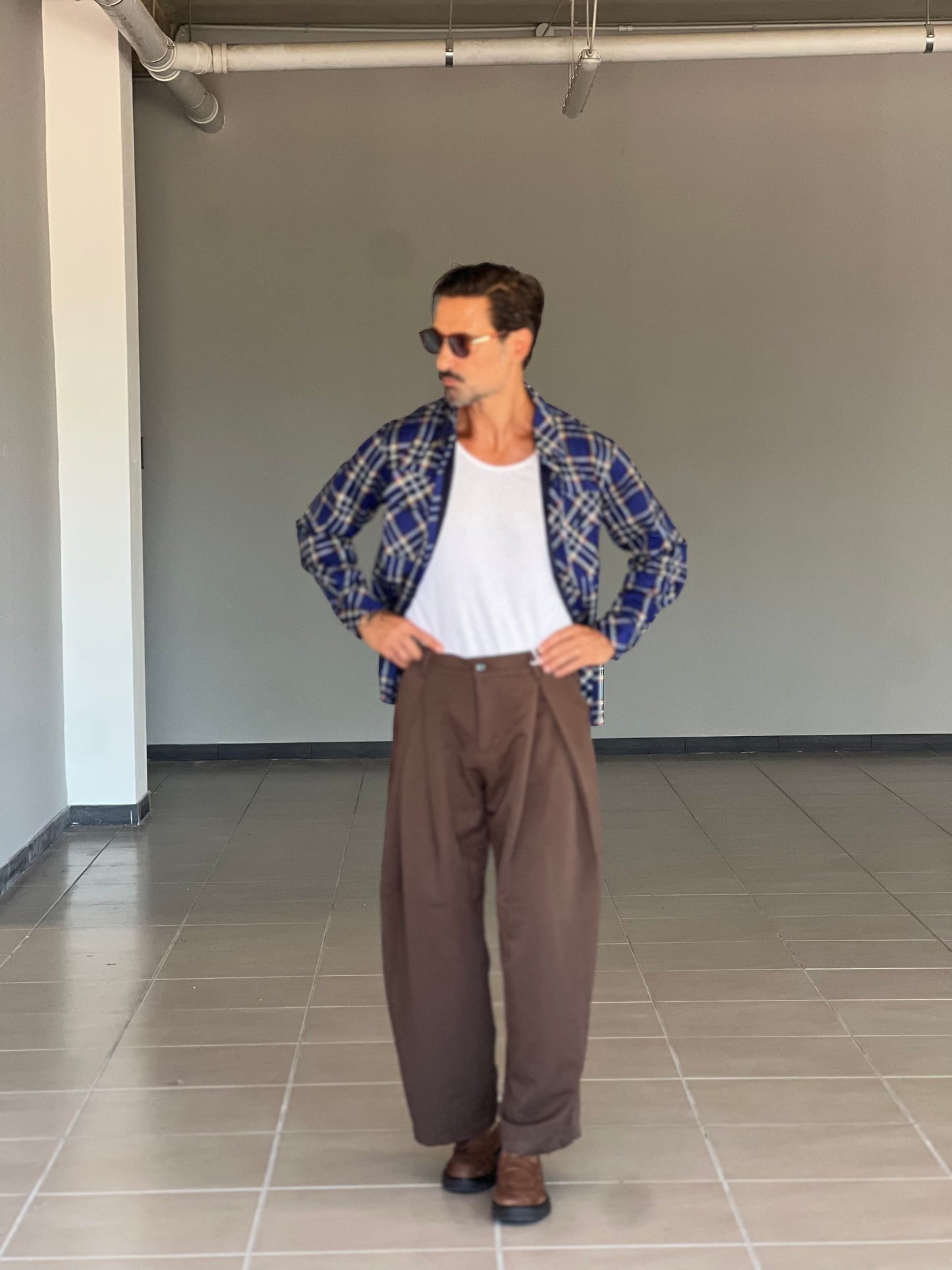 FILL JACKET QUADRO  BLU FELPATA
