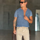 T SHIRT SERAFINO DENIM MISTO LINO