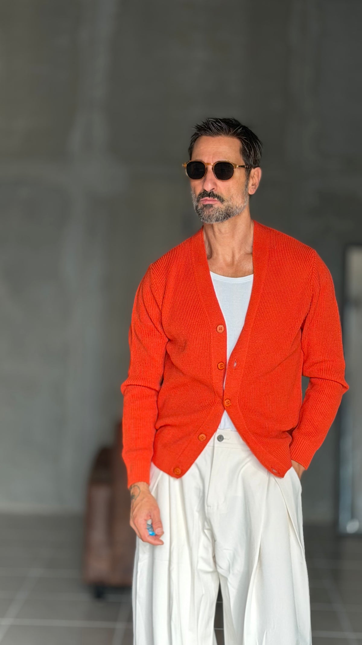CARDIGAN ARANCIO MAGLIA INGLESE
